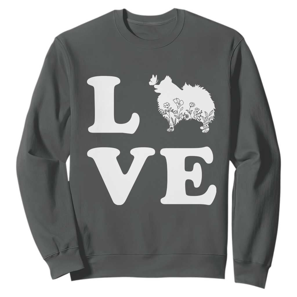 Love Pomeranian Sweatshirt Cute Pom Dog Lover Gift TS12 Dark Heather Print Your Wear