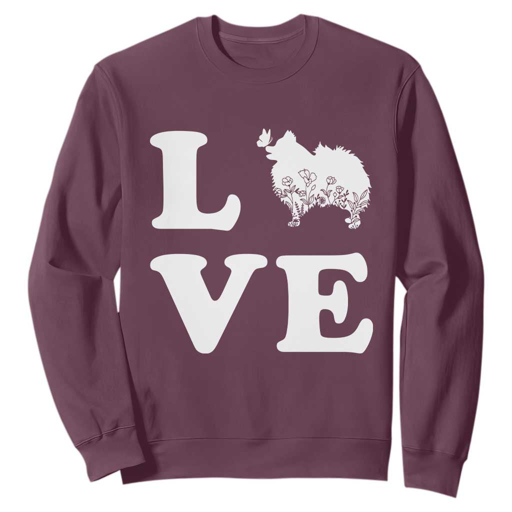 Love Pomeranian Sweatshirt Cute Pom Dog Lover Gift TS12 Maroon Print Your Wear