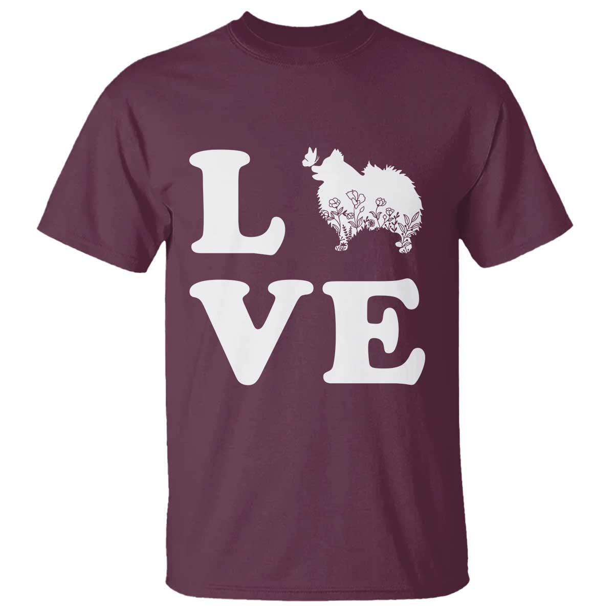 Love Pomeranian T Shirt Cute Pom Dog Lover Gift TS12 Maroon Print Your Wear