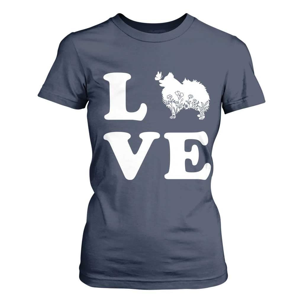 Love Pomeranian T Shirt For Women Cute Pom Dog Lover Gift TS12 Navy Print Your Wear