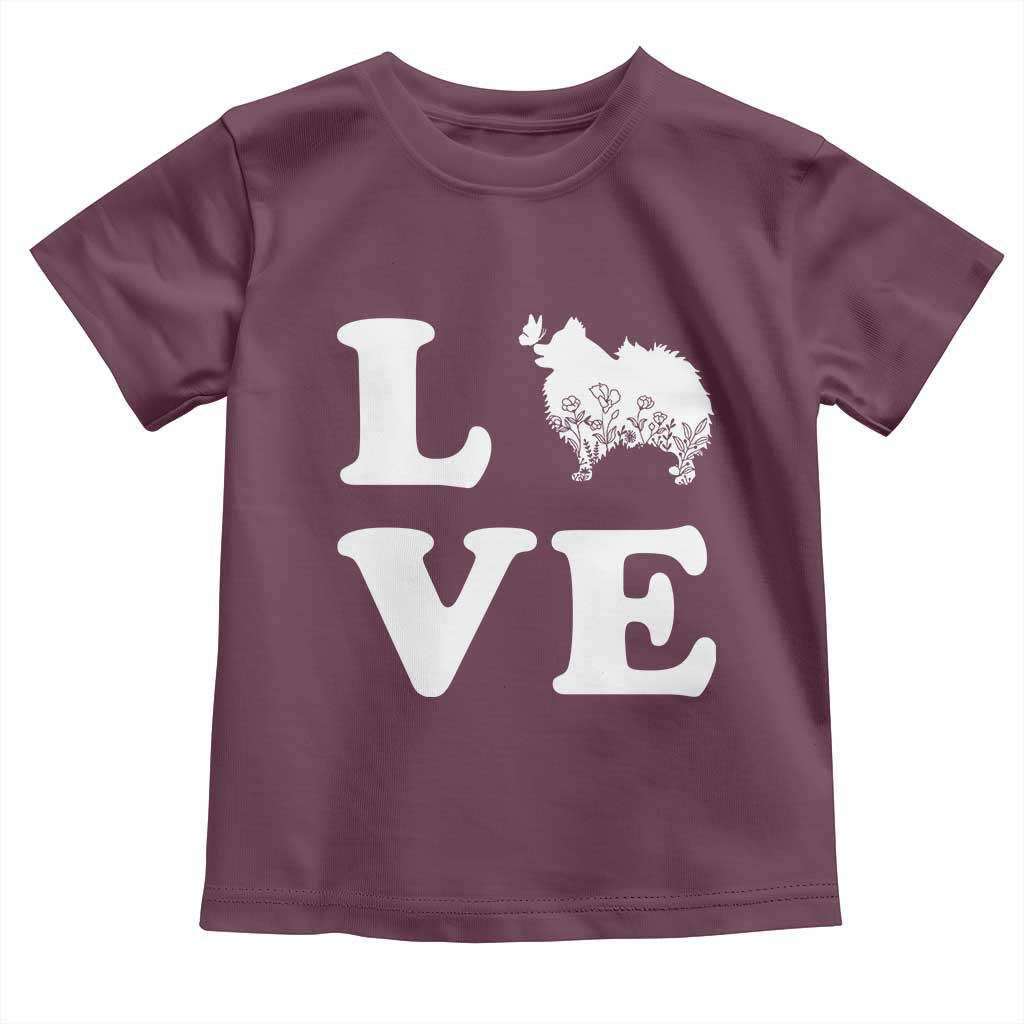 Love Pomeranian Toddler T Shirt Cute Pom Dog Lover Gift TS12 Maroon Print Your Wear