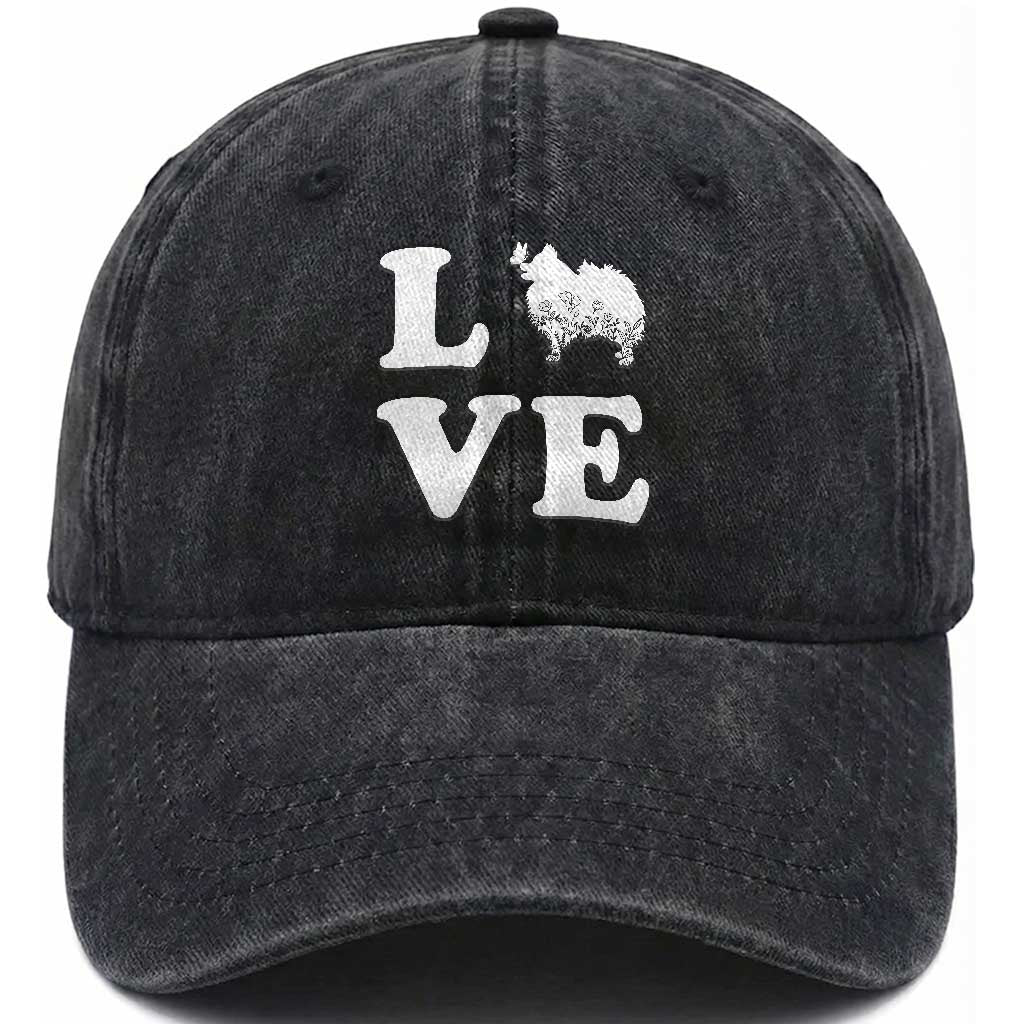 Love Pomeranian Washed Cotton Baseball Cap Cute Pom Dog Lover Gift TS12 Print Your Wear