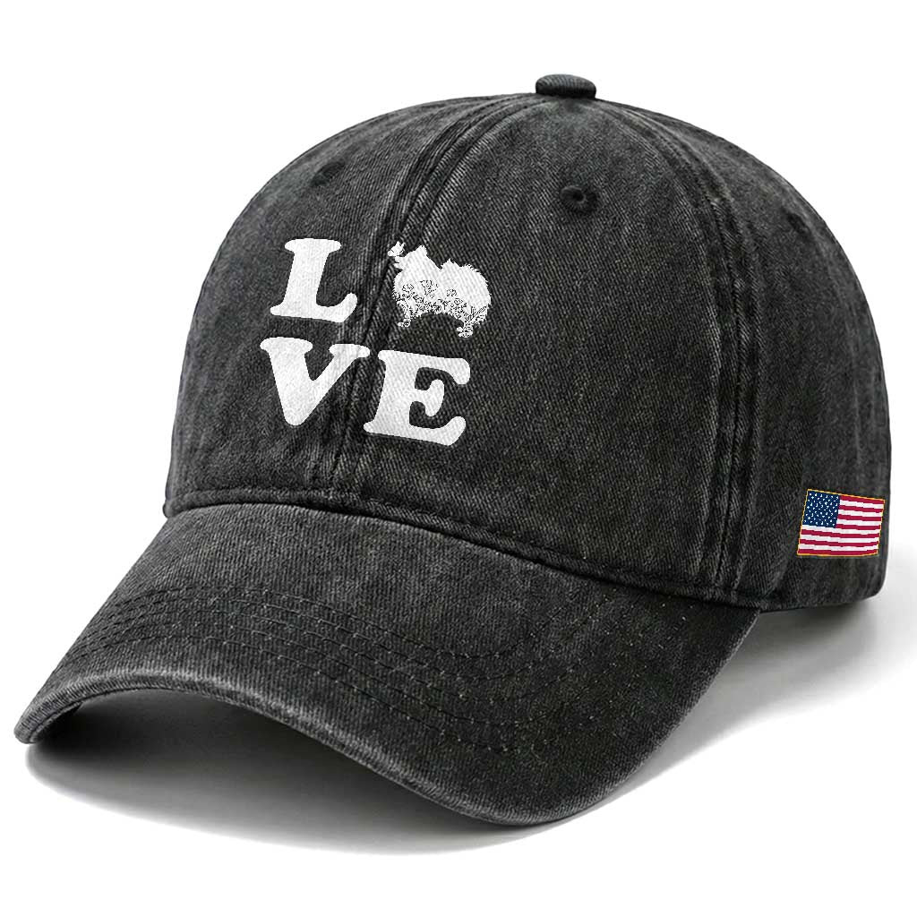 Love Pomeranian Washed Cotton Baseball Cap Cute Pom Dog Lover Gift TS12 Print Your Wear