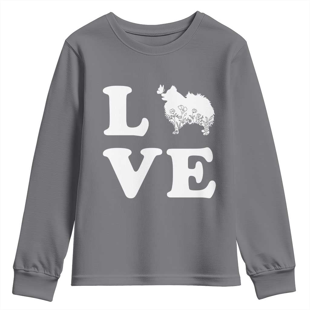Love Pomeranian Youth Sweatshirt Cute Pom Dog Lover Gift TS12 Charcoal Print Your Wear