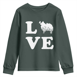 Love Pomeranian Youth Sweatshirt Cute Pom Dog Lover Gift TS12 Dark Forest Green Print Your Wear