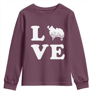 Love Pomeranian Youth Sweatshirt Cute Pom Dog Lover Gift TS12 Maroon Print Your Wear