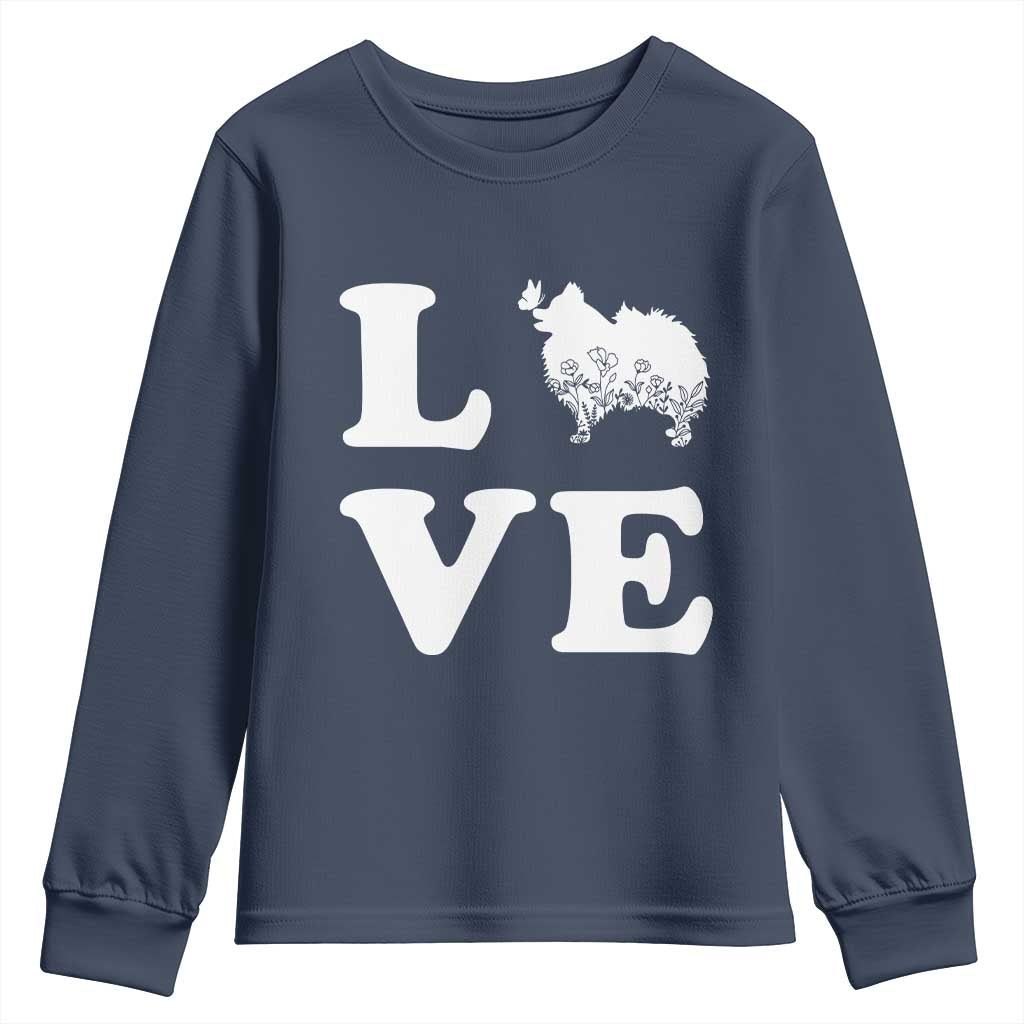 Love Pomeranian Youth Sweatshirt Cute Pom Dog Lover Gift TS12 Navy Print Your Wear