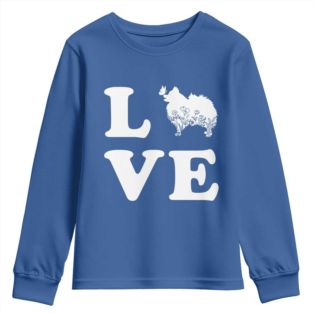 Love Pomeranian Youth Sweatshirt Cute Pom Dog Lover Gift TS12 Royal Blue Print Your Wear