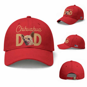 Proud Chihuahua Dad Baseball Cap Ankle Biter Dog Lover TS12 Baseball Cap Universal Fit Red Print Your Wear