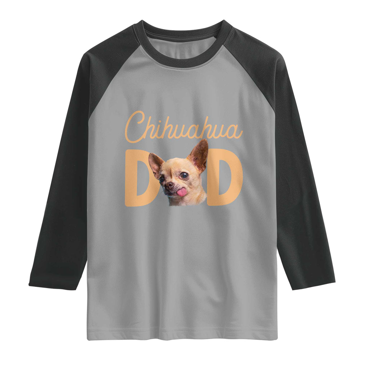 Proud Chihuahua Dad Raglan Shirt Ankle Biter Dog Lover TS12 Sport Gray Black Print Your Wear