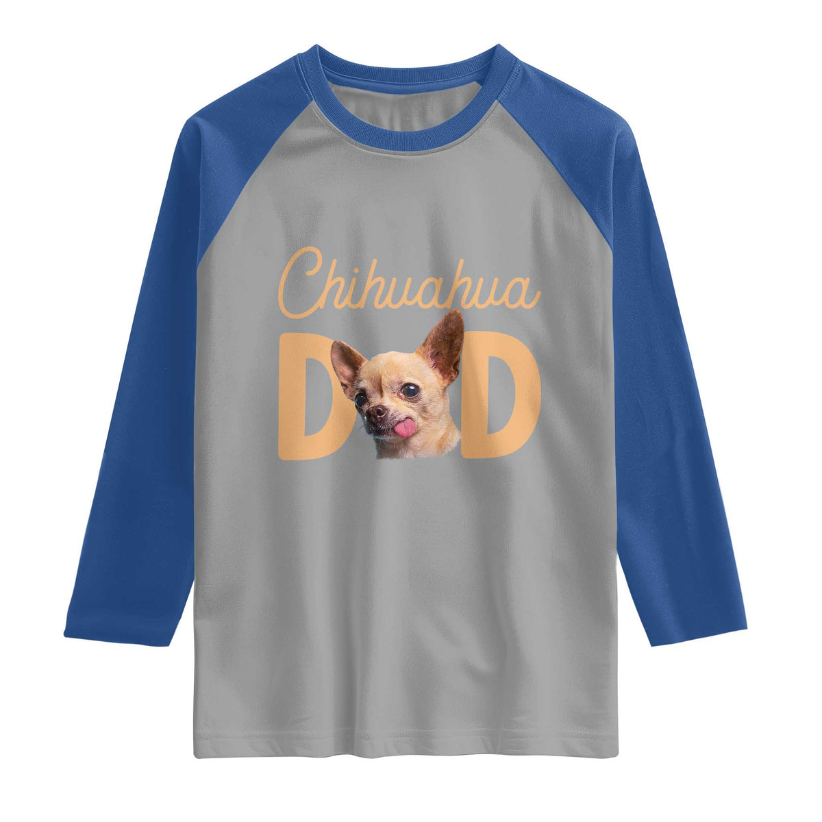 Proud Chihuahua Dad Raglan Shirt Ankle Biter Dog Lover TS12 Sport Gray Royal Print Your Wear