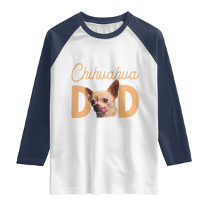 Proud Chihuahua Dad Raglan Shirt Ankle Biter Dog Lover TS12 White Navy Print Your Wear