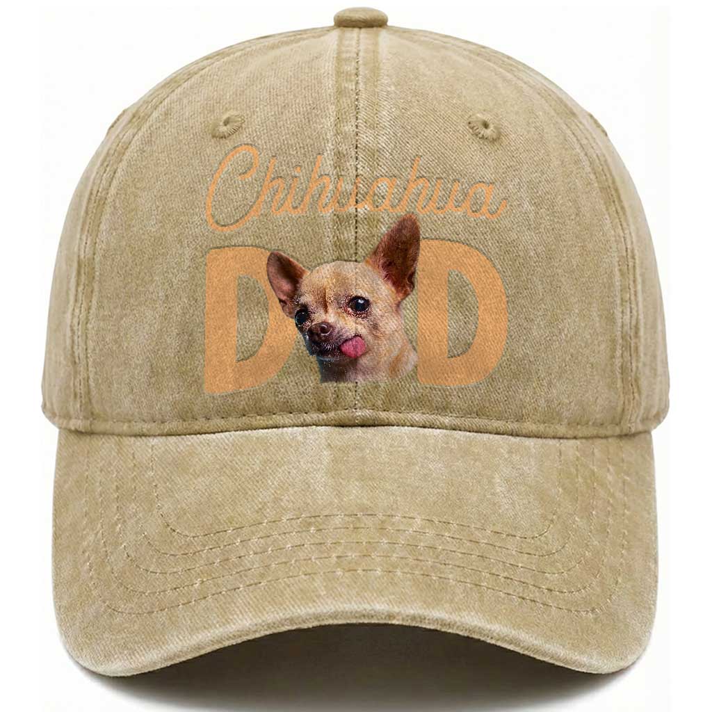 Proud Chihuahua Dad Washed Cotton Baseball Cap Ankle Biter Dog Lover TS12 Print Your Wear