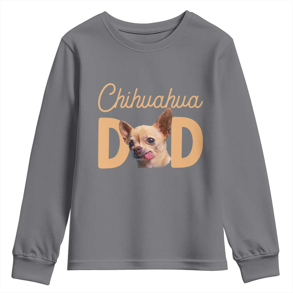 Proud Chihuahua Dad Youth Sweatshirt Ankle Biter Dog Lover TS12 Charcoal Print Your Wear