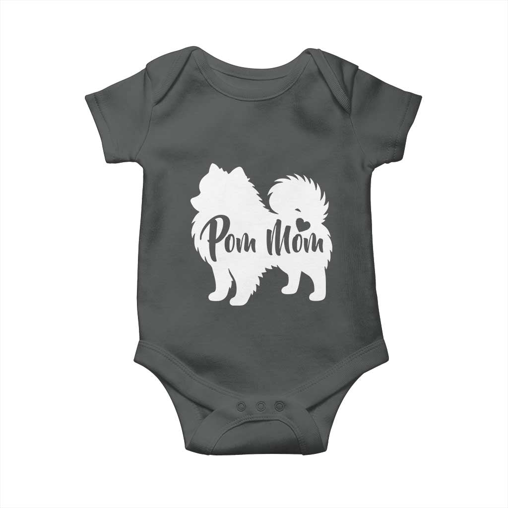 Proud Pom Mom Baby Onesie Pomeranian Dog Lover Gift TS12 Dark Heather Print Your Wear