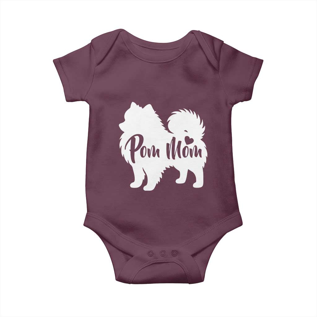 Proud Pom Mom Baby Onesie Pomeranian Dog Lover Gift TS12 Maroon Print Your Wear