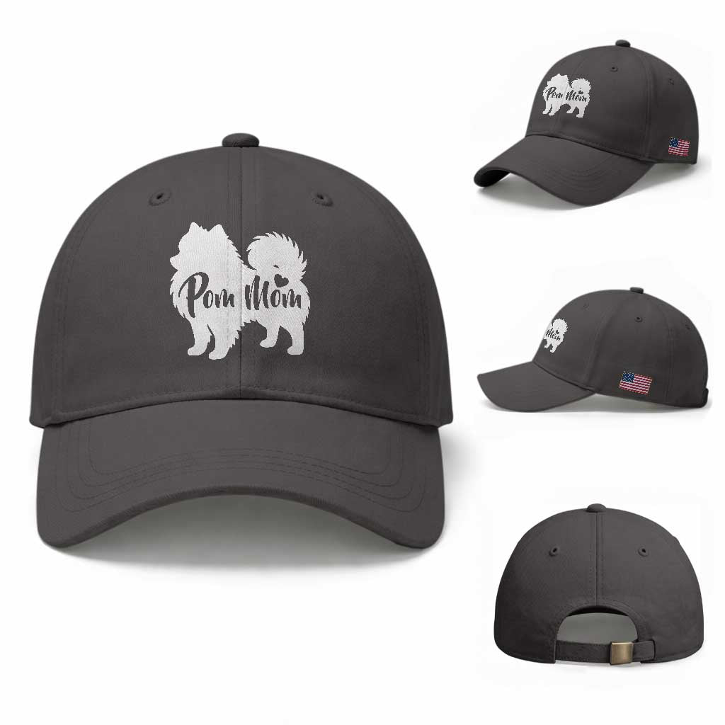 Proud Pom Mom Baseball Cap Pomeranian Dog Lover Gift TS12 Baseball Cap Universal Fit Dark Gray Print Your Wear