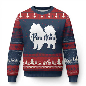 Proud Pom Mom Ugly Christmas Sweater Pomeranian Dog Lover Gift TS12 Navy Red Print Your Wear