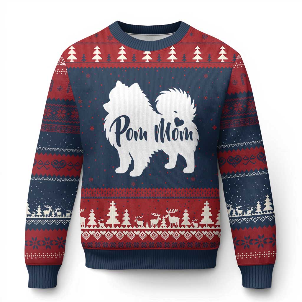 Proud Pom Mom Ugly Christmas Sweater Pomeranian Dog Lover Gift TS12 Navy Red Print Your Wear