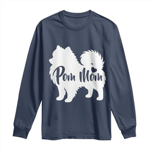 Proud Pom Mom Long Sleeve Shirt Pomeranian Dog Lover Gift TS12 Navy Print Your Wear