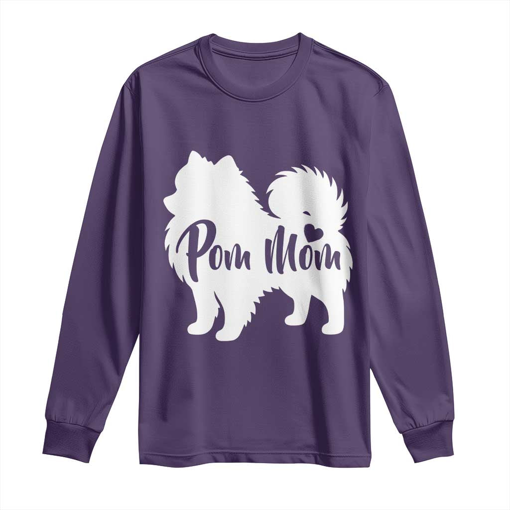 Proud Pom Mom Long Sleeve Shirt Pomeranian Dog Lover Gift TS12 Purple Print Your Wear