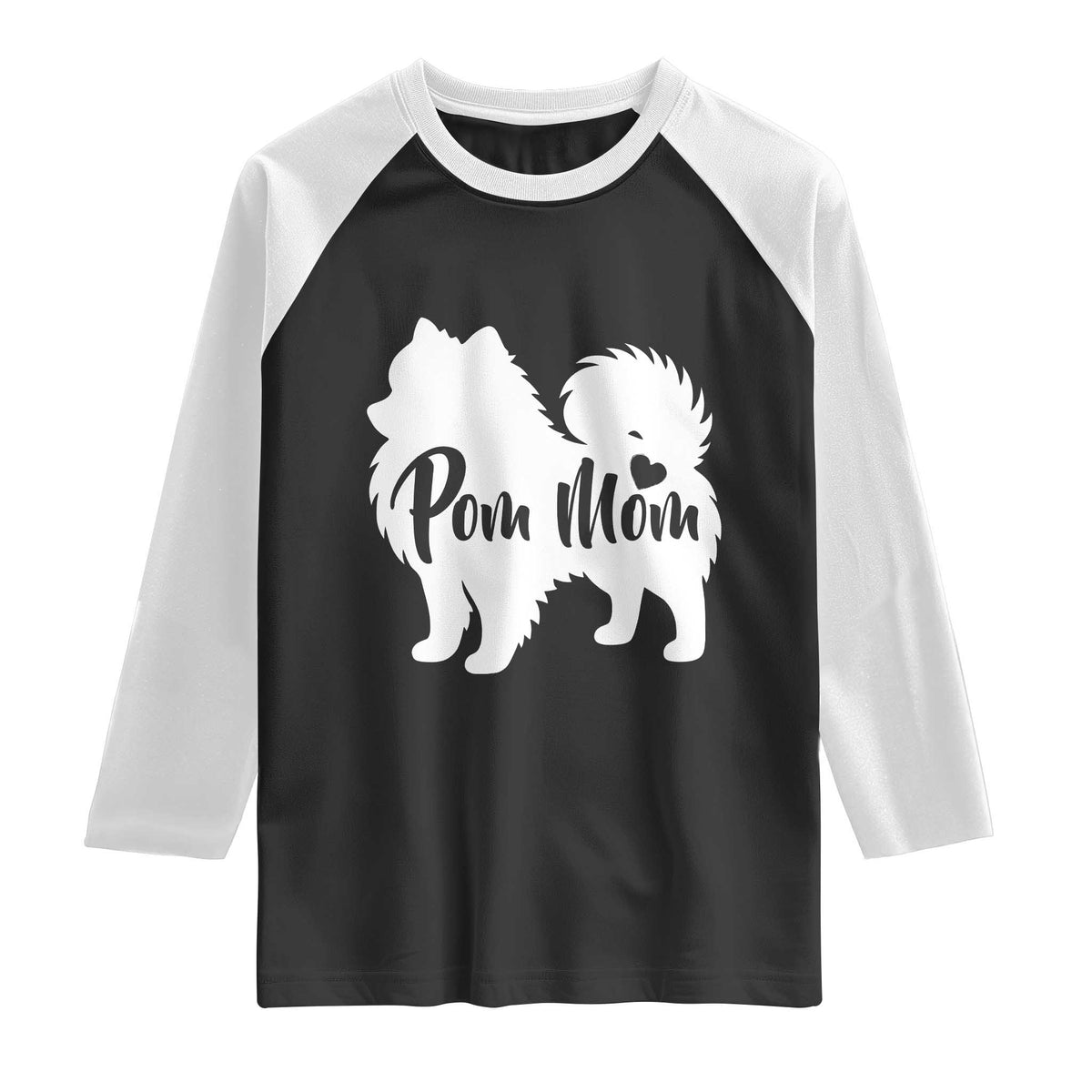 Proud Pom Mom Raglan Shirt Pomeranian Dog Lover Gift TS12 Black White Print Your Wear