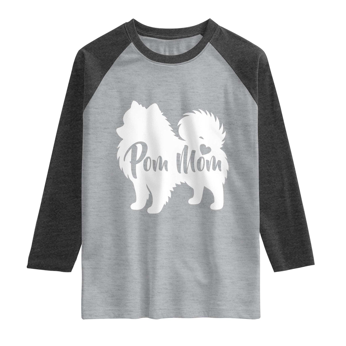 Proud Pom Mom Raglan Shirt Pomeranian Dog Lover Gift TS12 Heather Gray Heather Charcoal Print Your Wear
