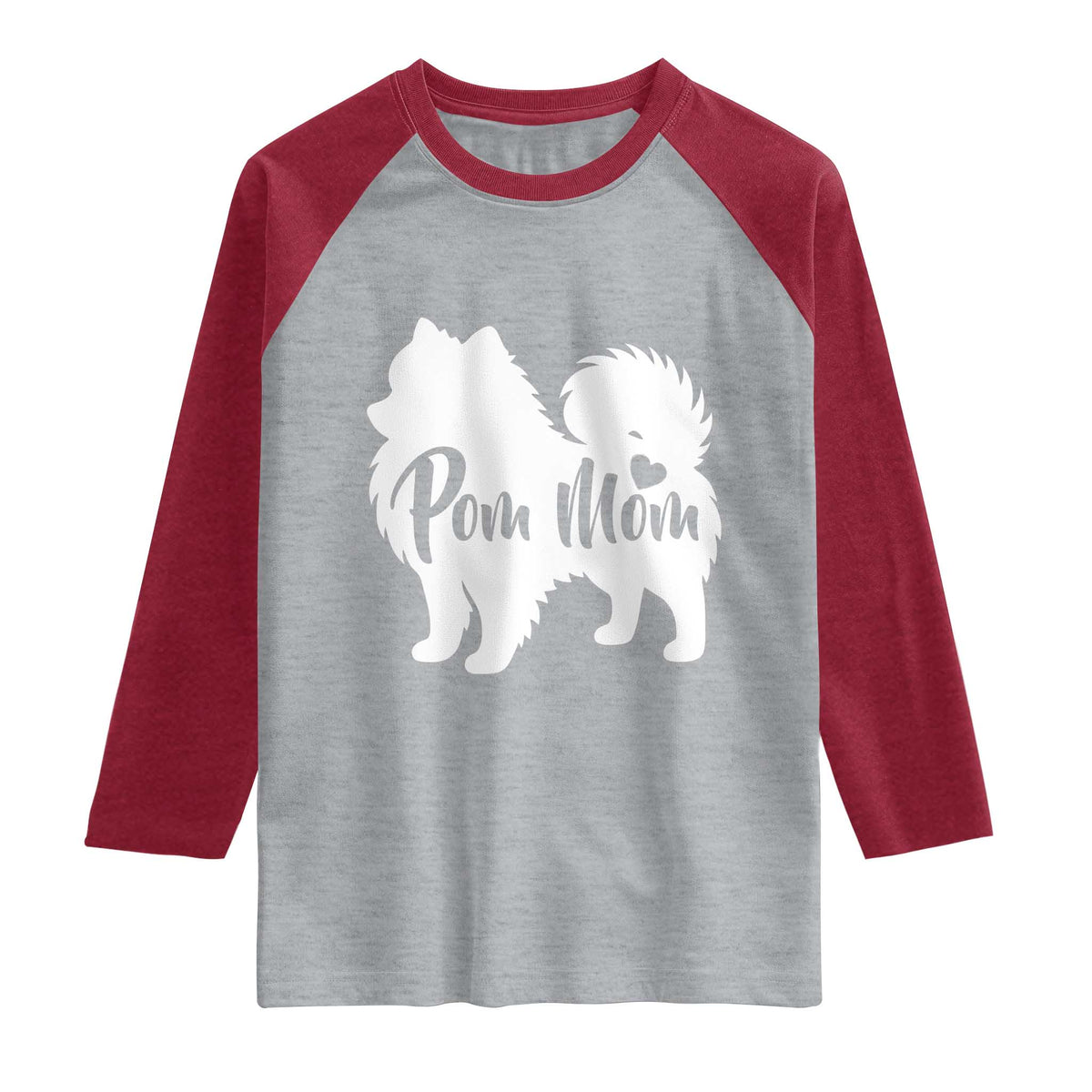 Proud Pom Mom Raglan Shirt Pomeranian Dog Lover Gift TS12 Heather Gray Heather Red Print Your Wear