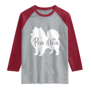 Proud Pom Mom Raglan Shirt Pomeranian Dog Lover Gift TS12 Heather Gray Heather Red Print Your Wear