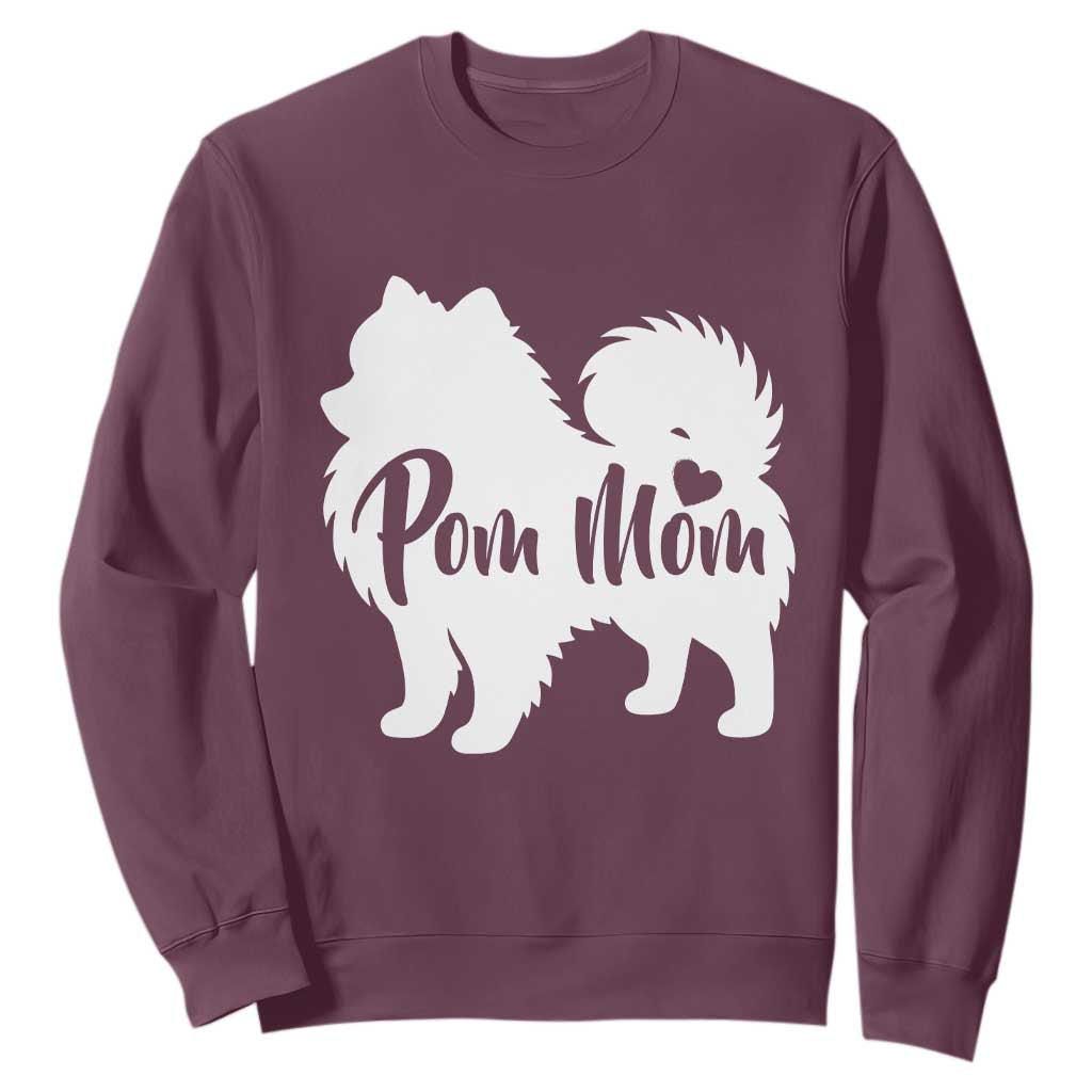 Proud Pom Mom Sweatshirt Pomeranian Dog Lover Gift TS12 Maroon Print Your Wear