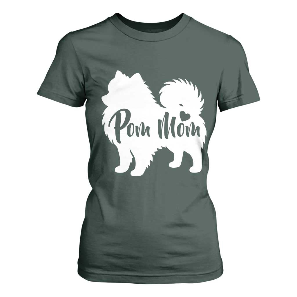 Proud Pom Mom T Shirt For Women Pomeranian Dog Lover Gift TS12 Dark Forest Green Print Your Wear