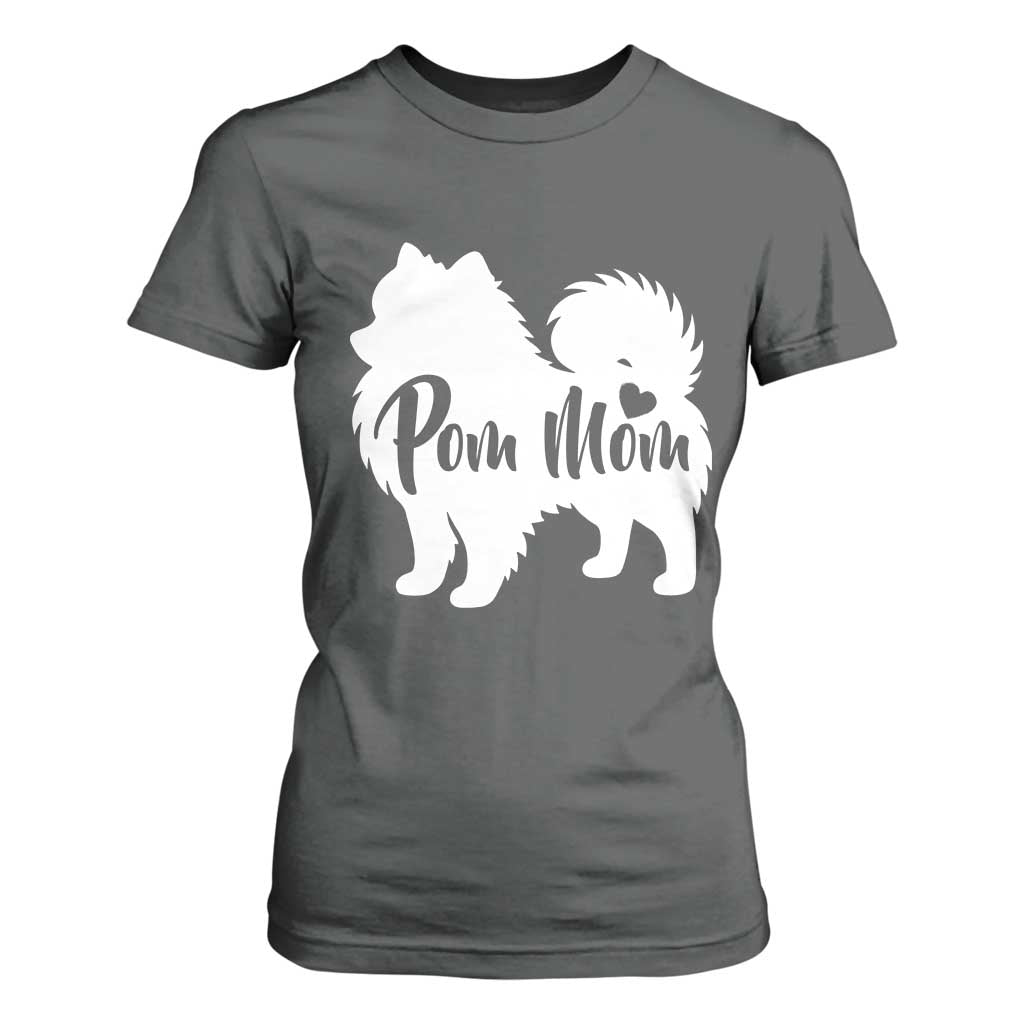 Proud Pom Mom T Shirt For Women Pomeranian Dog Lover Gift TS12 Dark Heather Print Your Wear