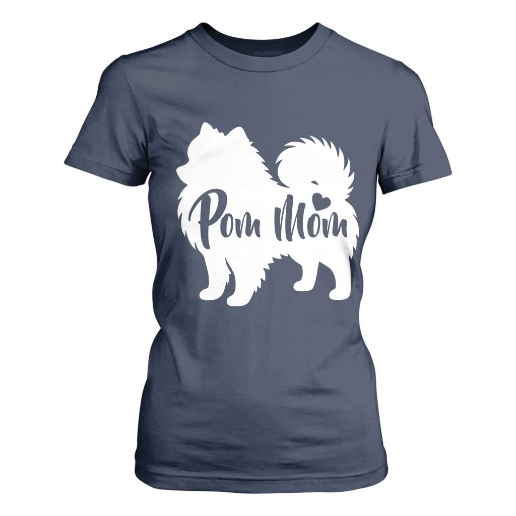 Proud Pom Mom T Shirt For Women Pomeranian Dog Lover Gift TS12 Navy Print Your Wear