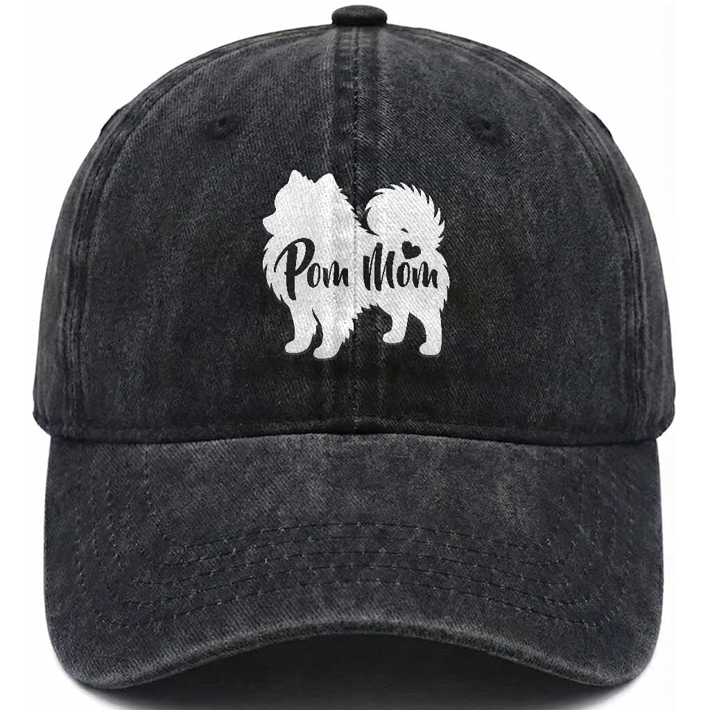 Proud Pom Mom Washed Cotton Baseball Cap Pomeranian Dog Lover Gift TS12 Print Your Wear