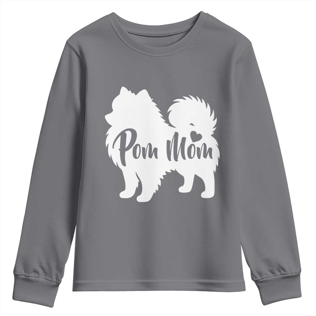 Proud Pom Mom Youth Sweatshirt Pomeranian Dog Lover Gift TS12 Charcoal Print Your Wear