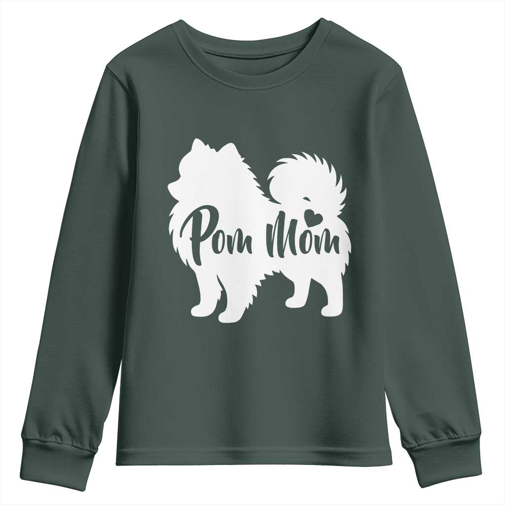 Proud Pom Mom Youth Sweatshirt Pomeranian Dog Lover Gift TS12 Dark Forest Green Print Your Wear