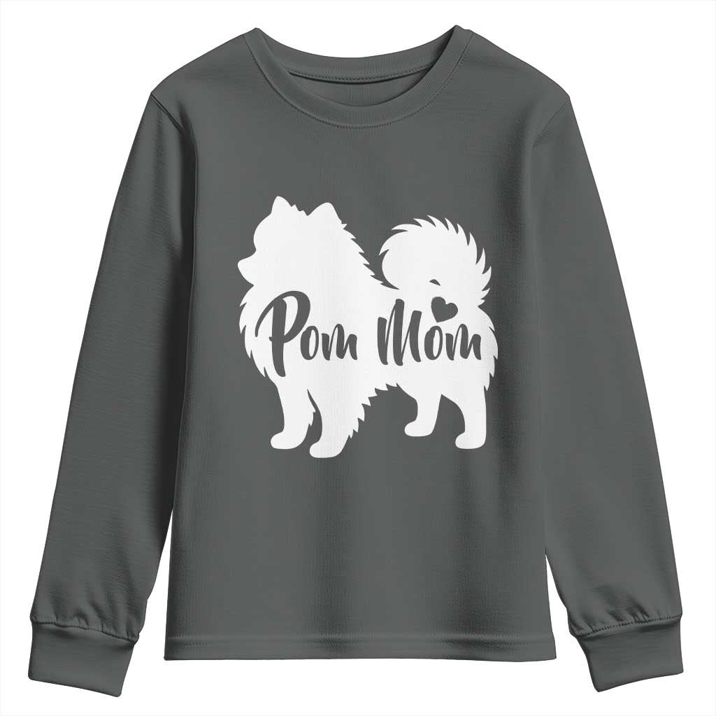Proud Pom Mom Youth Sweatshirt Pomeranian Dog Lover Gift TS12 Dark Heather Print Your Wear