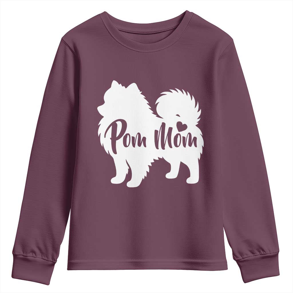 Proud Pom Mom Youth Sweatshirt Pomeranian Dog Lover Gift TS12 Maroon Print Your Wear