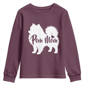 Proud Pom Mom Youth Sweatshirt Pomeranian Dog Lover Gift TS12 Maroon Print Your Wear