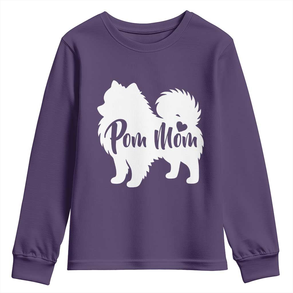 Proud Pom Mom Youth Sweatshirt Pomeranian Dog Lover Gift TS12 Purple Print Your Wear