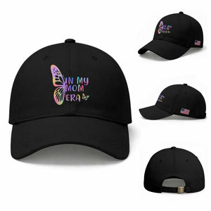 In My Mom Era Baseball Cap Colorful Butterfly Mothers Day Gift TS12 Baseball Cap Universal Fit Black Print Your Wear