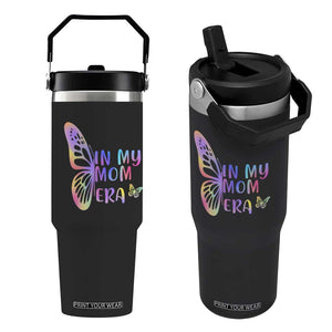 In My Mom Era Flip Straw Tumbler Colorful Butterfly Mothers Day Gift TS12 One Size: 30 oz Black Print Your Wear