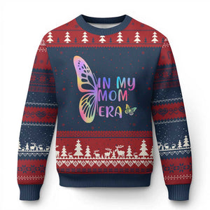 In My Mom Era Ugly Christmas Sweater Colorful Butterfly Mothers Day Gift TS12 Navy Red Print Your Wear