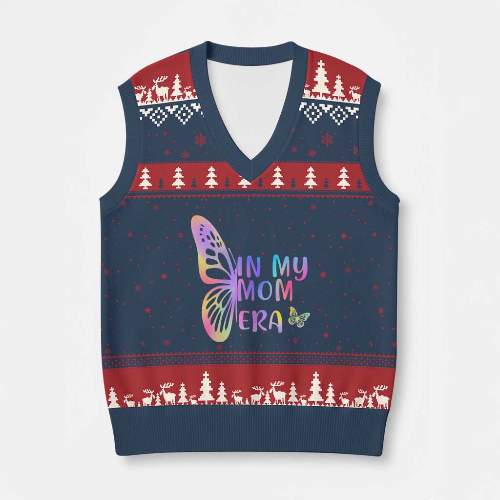 In My Mom Era V-Neck Knit Sweater Vest Colorful Butterfly Mothers Day Gift TS12 Navy Red Print Your Wear