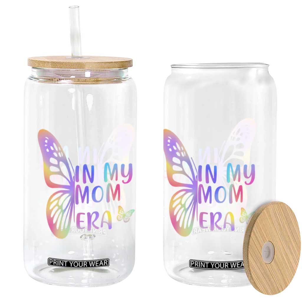 In My Mom Era Glass Can Colorful Butterfly Mothers Day Gift TS12 Print Your Wear