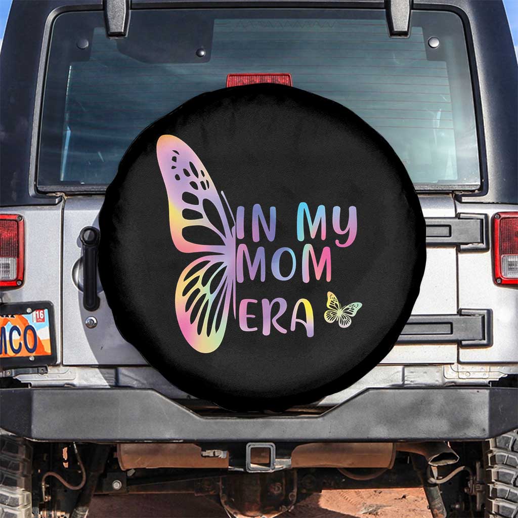 In My Mom Era Spare Tire Cover Colorful Butterfly Mothers Day Gift TS12 No hole Black Print Your Wear