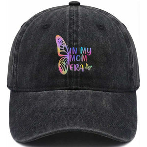 In My Mom Era Washed Cotton Baseball Cap Colorful Butterfly Mothers Day Gift TS12 Print Your Wear
