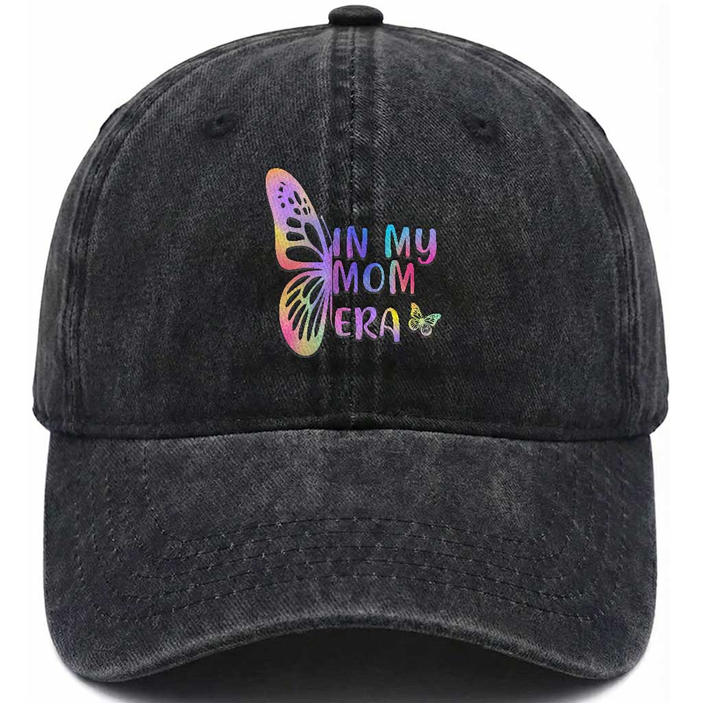 In My Mom Era Washed Cotton Baseball Cap Colorful Butterfly Mothers Day Gift TS12 Print Your Wear