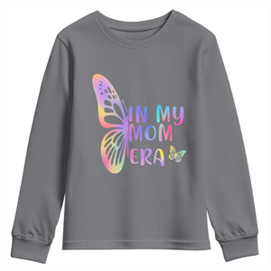 In My Mom Era Youth Sweatshirt Colorful Butterfly Mothers Day Gift TS12 Charcoal Print Your Wear