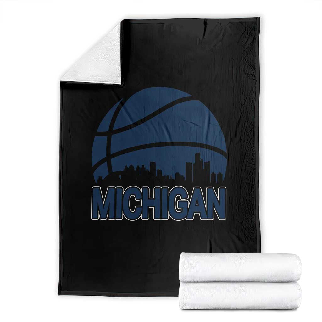 Vintage Urban Michigan Skyline Throw Blanket Gift For Basketball Fan TS12 Black Print Your Wear